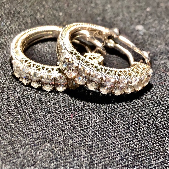 Elegant Crystal Studded Hoop Earrings - Picture 1 of 7
